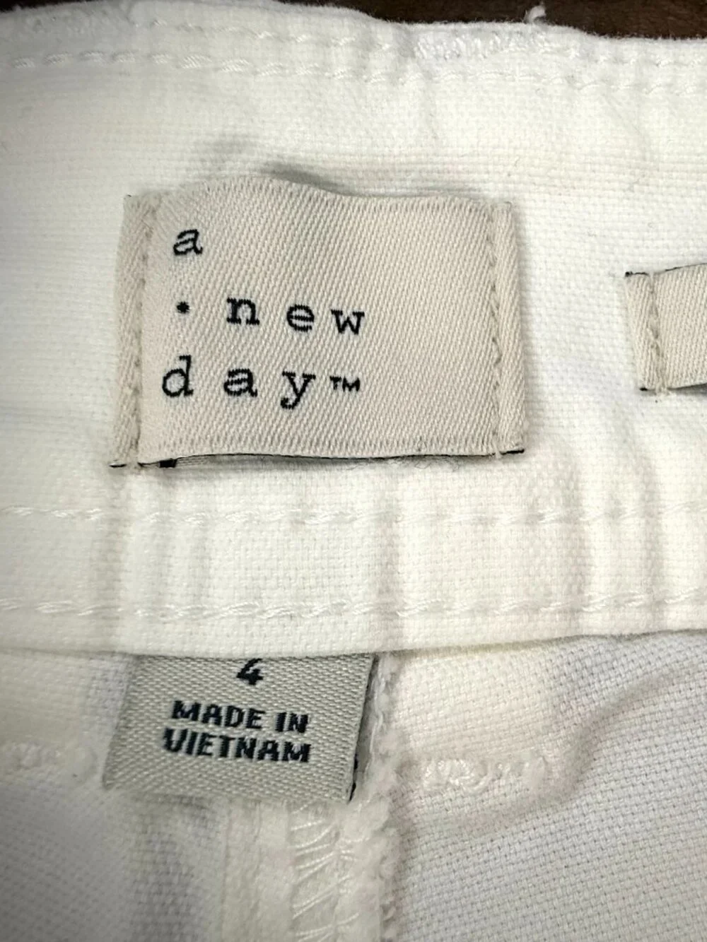 A New Day - White High Rise Chino: Shorts Stretch Cotton Double Button | Size 4